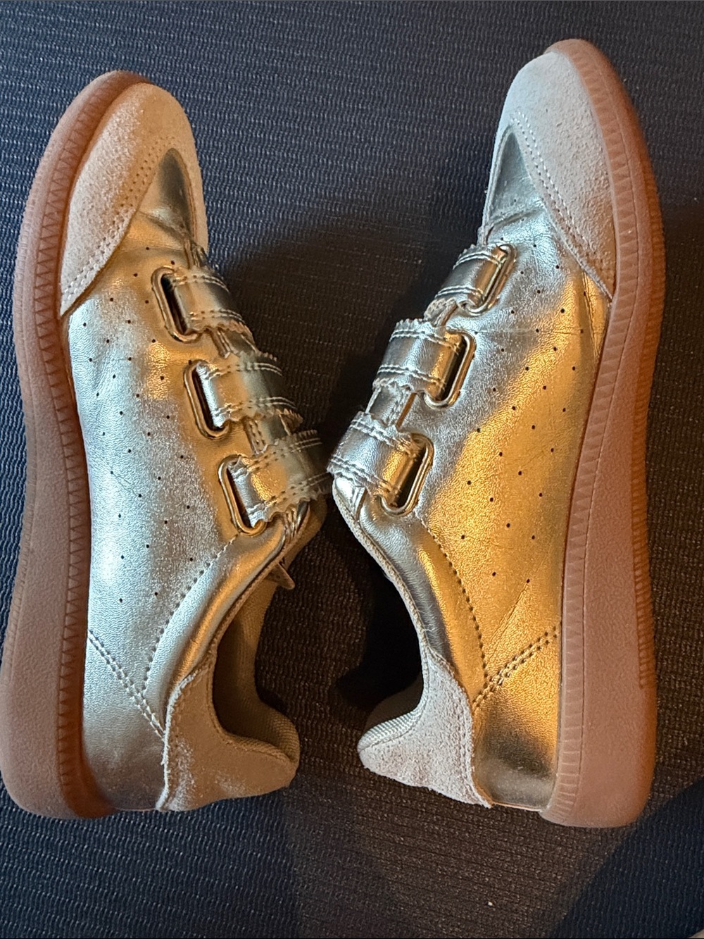Steve Madden Metallic Gold Velcro Sneakers - Picture 4 of 9